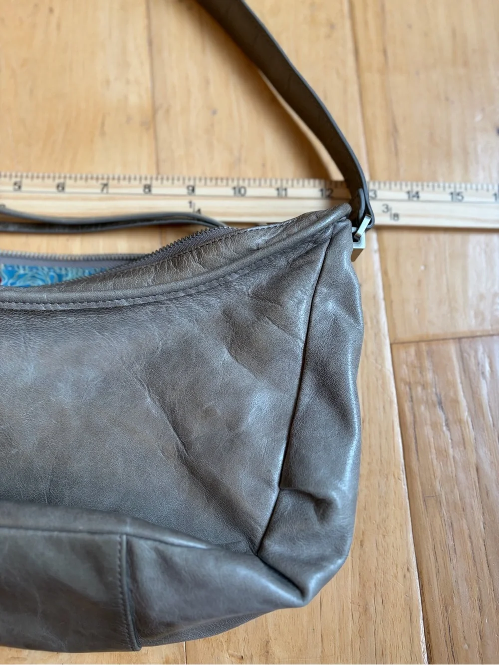 HOBO Slate Gray Leather Bag With flower lining